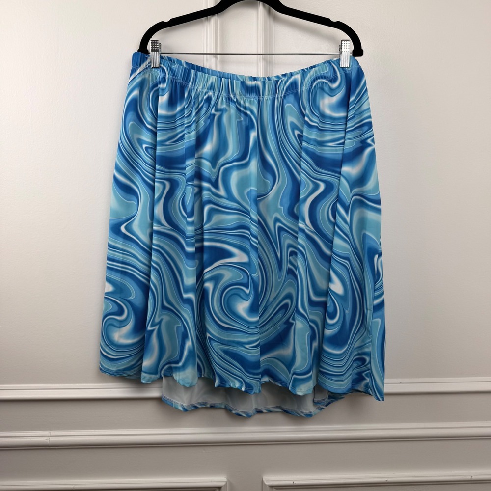 Decent Exposures Blue Marble Swirl Swim Skirt with Briefs Plus Size 4X USA Made